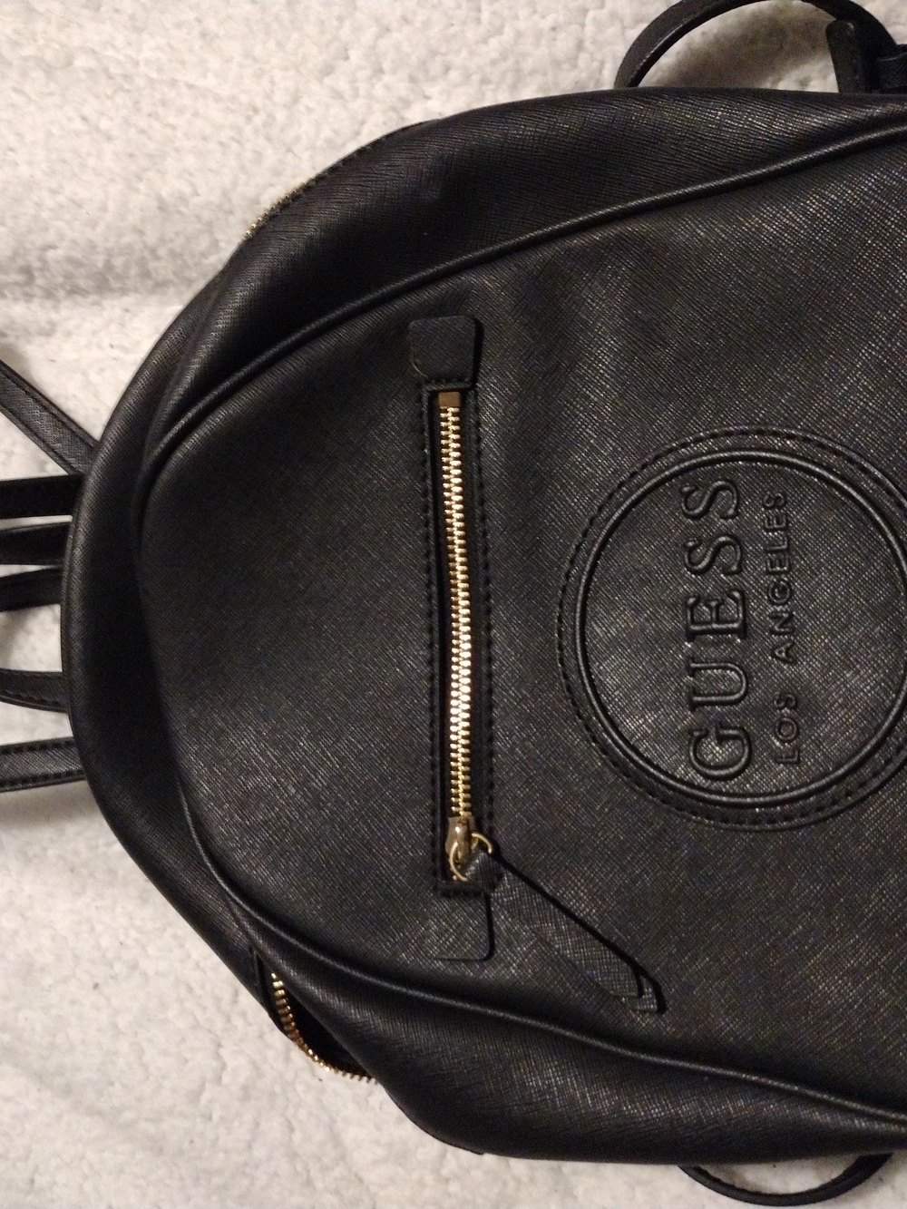 GUESS Black Backpack with Gold Hardware